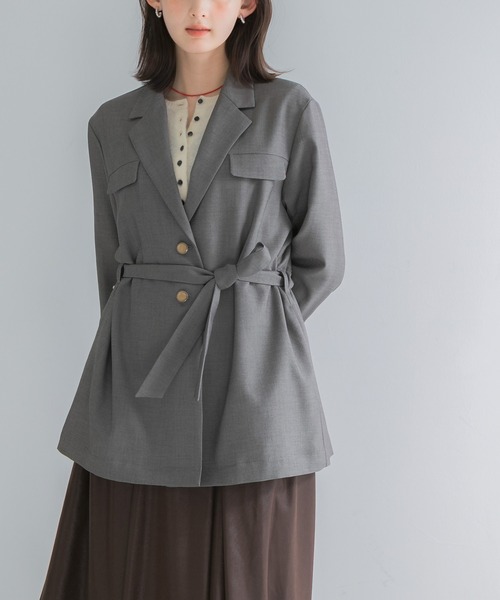 URBAN RESEARCH ROSSO WOMEN（アーバンリサーチ　ロッソ）の「防シワ シャンブレーシャツジャケット（その他アウター・レディース・ブラウン/グレー・FREE）」の2枚目の写真
