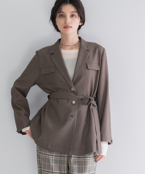 URBAN RESEARCH ROSSO WOMEN（アーバンリサーチ　ロッソ）の「防シワ シャンブレーシャツジャケット（その他アウター・レディース・ブラウン/グレー・FREE）」の3枚目の写真