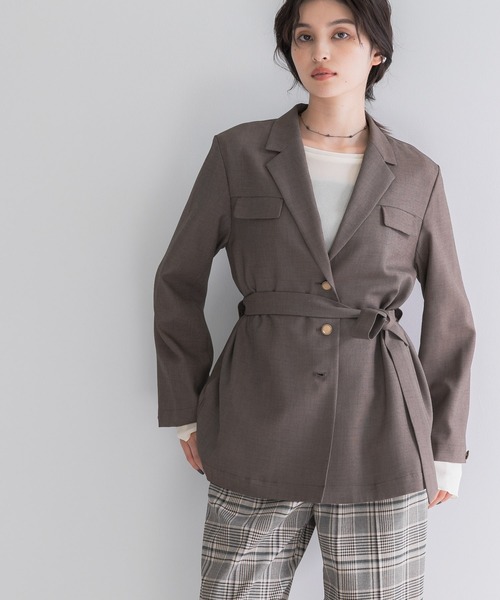 URBAN RESEARCH ROSSO WOMEN（アーバンリサーチ　ロッソ）の「防シワ シャンブレーシャツジャケット（その他アウター・レディース・ブラウン/グレー・FREE）」の4枚目の写真