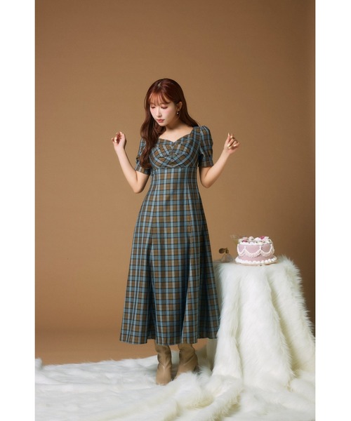 MISTREASS（ミストレアス）の「Multicolor Plaid Power Shoulder Dress（ワンピース・レディース・イエロー/ライトブルー・FREE）」の2枚目の写真