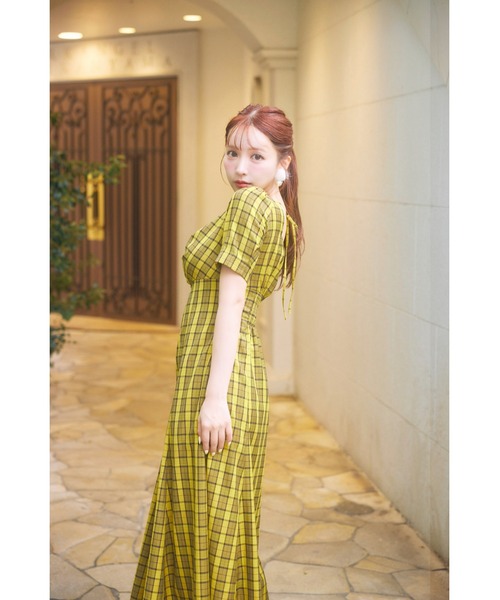 MISTREASS（ミストレアス）の「Multicolor Plaid Power Shoulder Dress（ワンピース・レディース・イエロー/ライトブルー・FREE）」の5枚目の写真