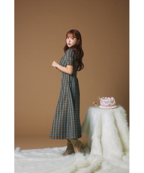 MISTREASS（ミストレアス）の「Multicolor Plaid Power Shoulder Dress（ワンピース・レディース・イエロー/ライトブルー・FREE）」の7枚目の写真