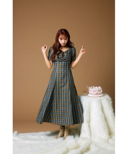 MISTREASS（ミストレアス）の「Multicolor Plaid Power Shoulder Dress（ワンピース・レディース・イエロー/ライトブルー・FREE）」の8枚目の写真