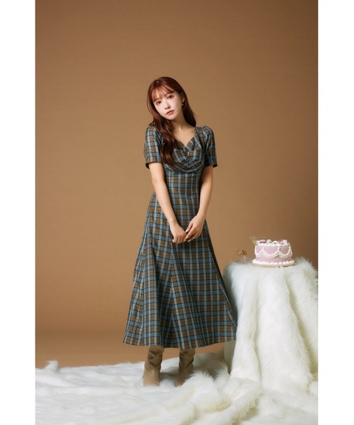 MISTREASS（ミストレアス）の「Multicolor Plaid Power Shoulder Dress（ワンピース・レディース・イエロー/ライトブルー・FREE）」の6枚目の写真