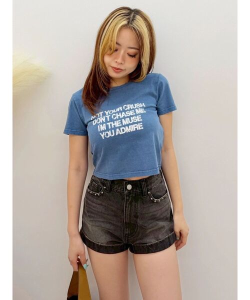 EVRIS(エヴリス)の「バックオープンクロップドTシャツ(Tシャツ/カットソー・レディース・ブラック/ホワイト/ブルー・FREE)」の20枚目の写真