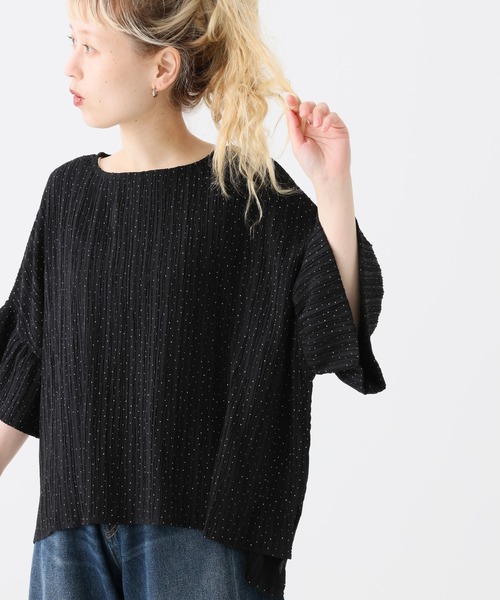 HEART MARKET（ハートマーケット）の「袖フリルドットプルオーバー（Tシャツ/カットソー・レディース・ブラック系1/ベージュ系2/ベージュ系1/ブラック系2・FREE）」の2枚目の写真