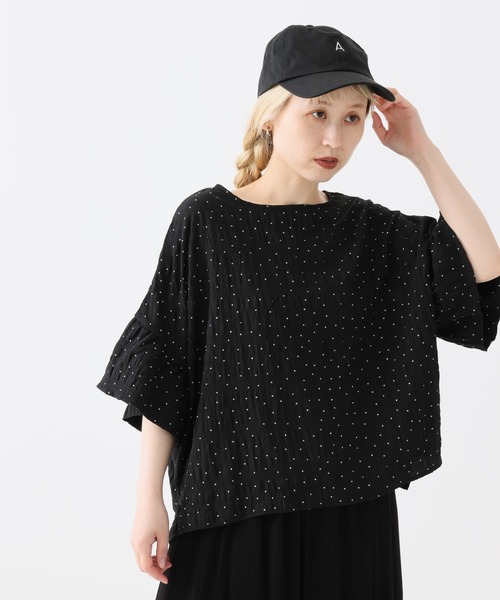 HEART MARKET（ハートマーケット）の「袖フリルドットプルオーバー（Tシャツ/カットソー・レディース・ブラック系1/ベージュ系2/ベージュ系1/ブラック系2・FREE）」の3枚目の写真
