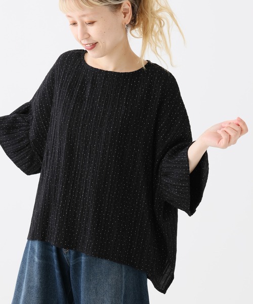 HEART MARKET（ハートマーケット）の「袖フリルドットプルオーバー（Tシャツ/カットソー・レディース・ブラック系1/ベージュ系2/ベージュ系1/ブラック系2・FREE）」の9枚目の写真