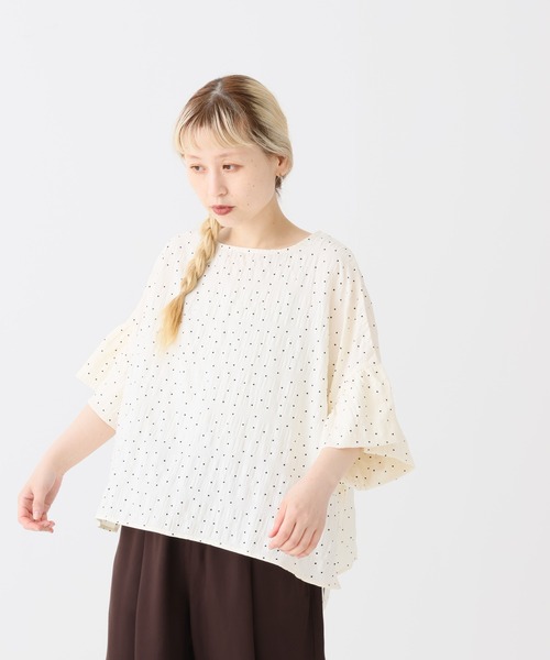 HEART MARKET（ハートマーケット）の「袖フリルドットプルオーバー（Tシャツ/カットソー・レディース・ブラック系1/ベージュ系2/ベージュ系1/ブラック系2・FREE）」の13枚目の写真