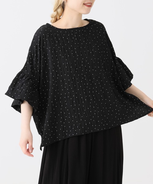 HEART MARKET（ハートマーケット）の「袖フリルドットプルオーバー（Tシャツ/カットソー・レディース・ブラック系1/ベージュ系2/ベージュ系1/ブラック系2・FREE）」の16枚目の写真