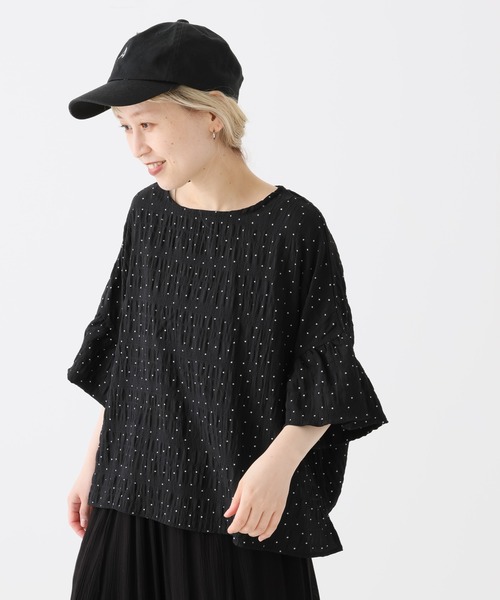 HEART MARKET（ハートマーケット）の「袖フリルドットプルオーバー（Tシャツ/カットソー・レディース・ブラック系1/ベージュ系2/ベージュ系1/ブラック系2・FREE）」の18枚目の写真