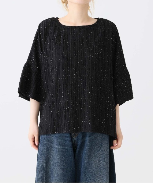 HEART MARKET（ハートマーケット）の「袖フリルドットプルオーバー（Tシャツ/カットソー・レディース・ブラック系1/ベージュ系2/ベージュ系1/ブラック系2・FREE）」の5枚目の写真