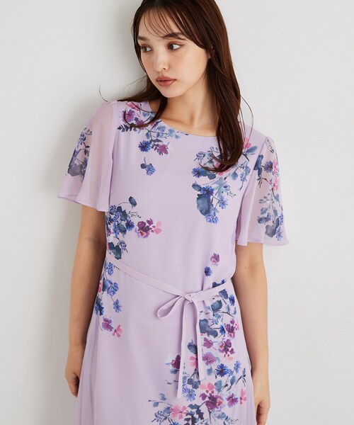 Sunauna(スーナウーナ)の「【手洗い可/日本製】多色花柄プリントワンピース(ワンピース・レディース・パープル系1/ライトグリーン系/ベージュ系・40/38/36/34)」の14枚目の写真