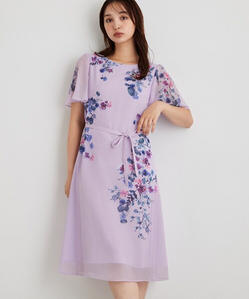 Sunauna(スーナウーナ)の「【手洗い可/日本製】多色花柄プリントワンピース(ワンピース・レディース・パープル系1/ライトグリーン系/ベージュ系・40/38/36/34)」の15枚目の写真