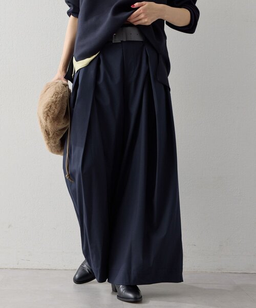 GALLARDAGALANTE(ガリャルダガランテ)の「ウールライクベルトパンツ(その他パンツ・レディース・グレー/ネイビー・1/0)」の2枚目の写真