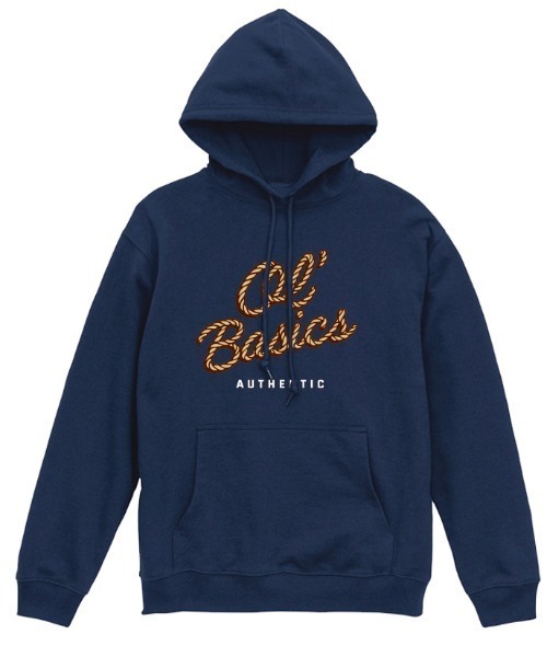 Ol' Basics(オールベーシックス)の「Ol' Basics(オール・ベーシックス) プルパーカー スウェット ロープロゴ プリント 裏毛 トップス レディース ユニセックス(パーカー・レディース・インディゴブルー/ミックスグレー/レッド/ホワイト・S)」の4枚目の写真