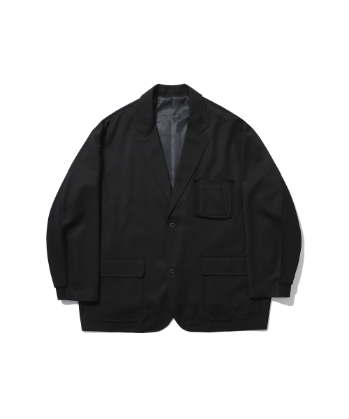 ANGLAN(アングラン)の「Mix Structured Blazer - Black(テーラードジャケット・メンズ・その他・ONE SIZE)」の1枚目の写真