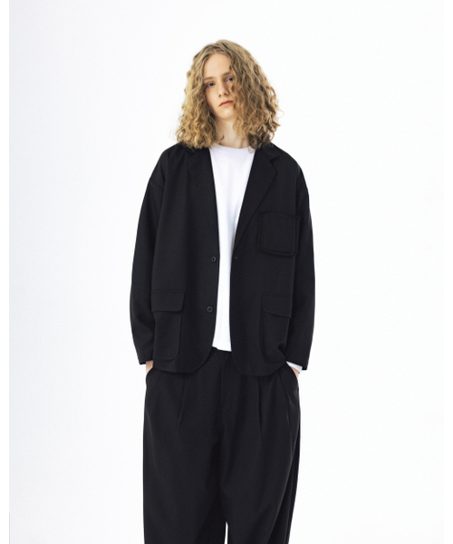 ANGLAN(アングラン)の「Mix Structured Blazer - Black(テーラードジャケット・メンズ・その他・ONE SIZE)」の5枚目の写真