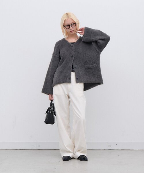 CIAOPANIC TYPY(チャオパニックティピー)の「∴高密度ファーニットジャケット(ノーカラージャケット・レディース・ブラウン/グレー/カーキ・ONE SIZE)」の18枚目の写真