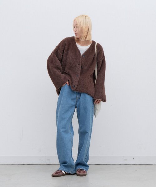 CIAOPANIC TYPY(チャオパニックティピー)の「∴高密度ファーニットジャケット(ノーカラージャケット・レディース・ブラウン/グレー/カーキ・ONE SIZE)」の5枚目の写真