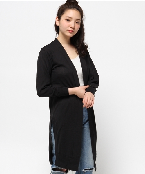 RODEO CROWNS WIDE BOWL（ロデオクラウンズワイドボウル）の「COOL LABO ニット ロング カーディガン（カーディガン/ボレロ・レディース・ブラック/オフホワイト/ライトピンク/ターコイズブルー・FREE）」の6枚目の写真