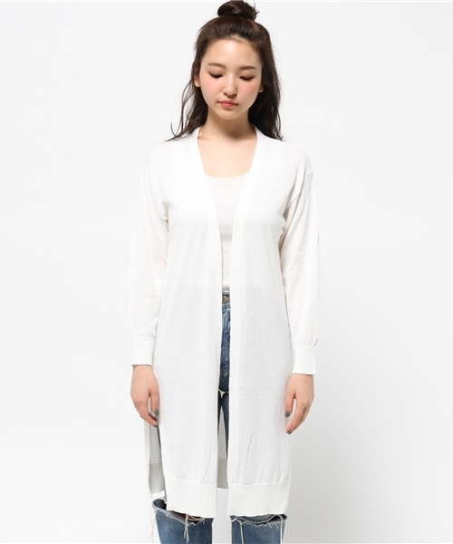 RODEO CROWNS WIDE BOWL（ロデオクラウンズワイドボウル）の「COOL LABO ニット ロング カーディガン（カーディガン/ボレロ・レディース・ブラック/オフホワイト/ライトピンク/ターコイズブルー・FREE）」の5枚目の写真