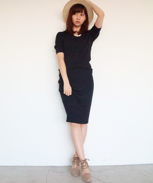 N.（N. Natural Beauty Basic）（エヌエヌナチュラルビューティーベーシック）の「綿モダールワイドリブセットアップスカート（スカート・レディース・ベージュ/ネイビー/グレー・MEDIUM）」の3枚目の写真