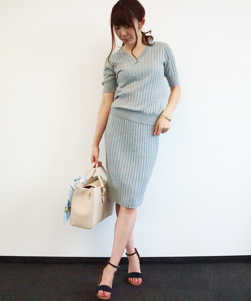 N.（N. Natural Beauty Basic）（エヌエヌナチュラルビューティーベーシック）の「綿モダールワイドリブセットアップスカート（スカート・レディース・ベージュ/ネイビー/グレー・MEDIUM）」の4枚目の写真