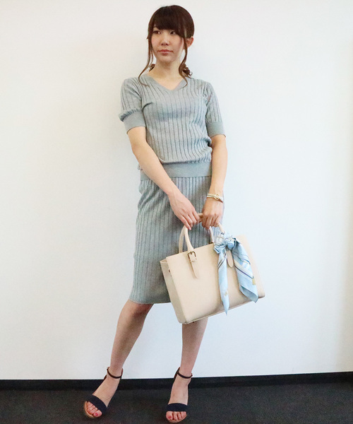 N.（N. Natural Beauty Basic）（エヌエヌナチュラルビューティーベーシック）の「綿モダールワイドリブセットアップスカート（スカート・レディース・ベージュ/ネイビー/グレー・MEDIUM）」の5枚目の写真