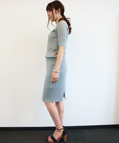 N.（N. Natural Beauty Basic）（エヌエヌナチュラルビューティーベーシック）の「綿モダールワイドリブセットアップスカート（スカート・レディース・ベージュ/ネイビー/グレー・MEDIUM）」の6枚目の写真