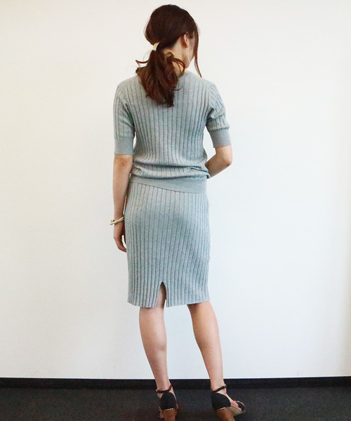 N.（N. Natural Beauty Basic）（エヌエヌナチュラルビューティーベーシック）の「綿モダールワイドリブセットアップスカート（スカート・レディース・ベージュ/ネイビー/グレー・MEDIUM）」の7枚目の写真