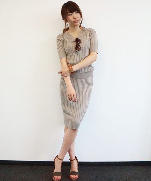 N.（N. Natural Beauty Basic）（エヌエヌナチュラルビューティーベーシック）の「綿モダールワイドリブセットアップスカート（スカート・レディース・ベージュ/ネイビー/グレー・MEDIUM）」の8枚目の写真