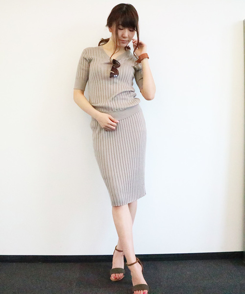 N.（N. Natural Beauty Basic）（エヌエヌナチュラルビューティーベーシック）の「綿モダールワイドリブセットアップスカート（スカート・レディース・ベージュ/ネイビー/グレー・MEDIUM）」の9枚目の写真