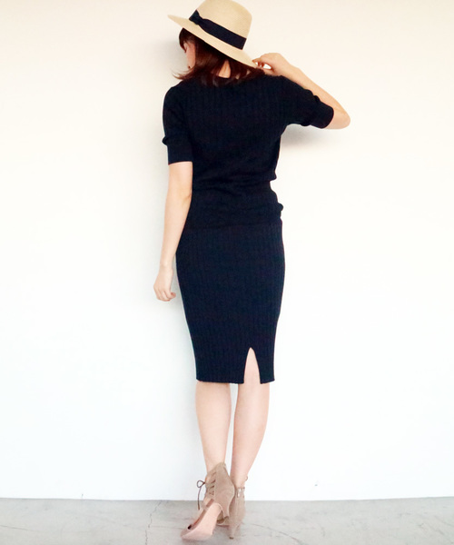 N.（N. Natural Beauty Basic）（エヌエヌナチュラルビューティーベーシック）の「綿モダールワイドリブセットアップスカート（スカート・レディース・ベージュ/ネイビー/グレー・MEDIUM）」の12枚目の写真