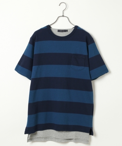 RAGEBLUE（レイジブルー）の「カワリアミボーダーTシャツ/726562（Tシャツ/カットソー・メンズ・ネイビー/キャメル/グレー/ブラック・MEDIUM/LARGE）」の3枚目の写真