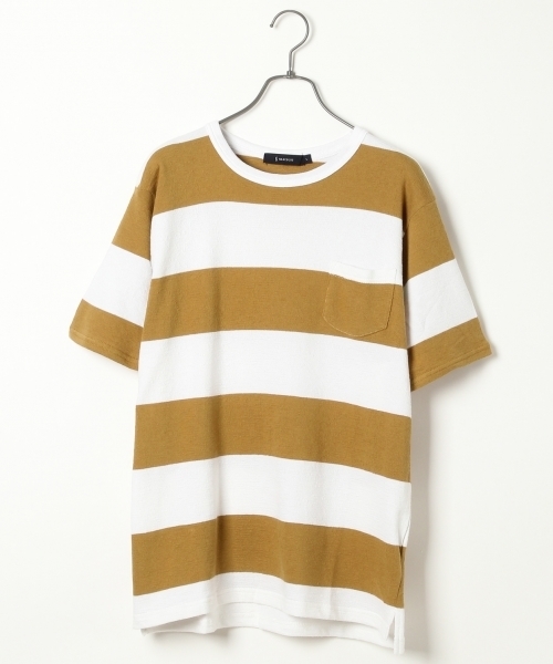 RAGEBLUE（レイジブルー）の「カワリアミボーダーTシャツ/726562（Tシャツ/カットソー・メンズ・ネイビー/キャメル/グレー/ブラック・MEDIUM/LARGE）」の4枚目の写真