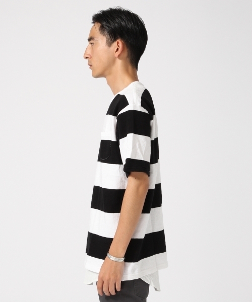 RAGEBLUE（レイジブルー）の「カワリアミボーダーTシャツ/726562（Tシャツ/カットソー・メンズ・ネイビー/キャメル/グレー/ブラック・MEDIUM/LARGE）」の6枚目の写真