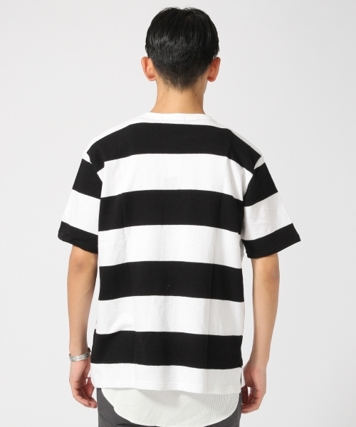 RAGEBLUE（レイジブルー）の「カワリアミボーダーTシャツ/726562（Tシャツ/カットソー・メンズ・ネイビー/キャメル/グレー/ブラック・MEDIUM/LARGE）」の7枚目の写真