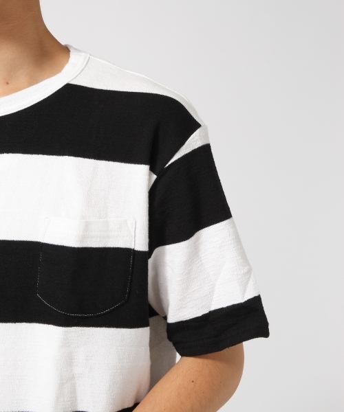 RAGEBLUE（レイジブルー）の「カワリアミボーダーTシャツ/726562（Tシャツ/カットソー・メンズ・ネイビー/キャメル/グレー/ブラック・MEDIUM/LARGE）」の9枚目の写真