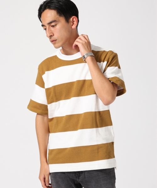 RAGEBLUE（レイジブルー）の「カワリアミボーダーTシャツ/726562（Tシャツ/カットソー・メンズ・ネイビー/キャメル/グレー/ブラック・MEDIUM/LARGE）」の15枚目の写真