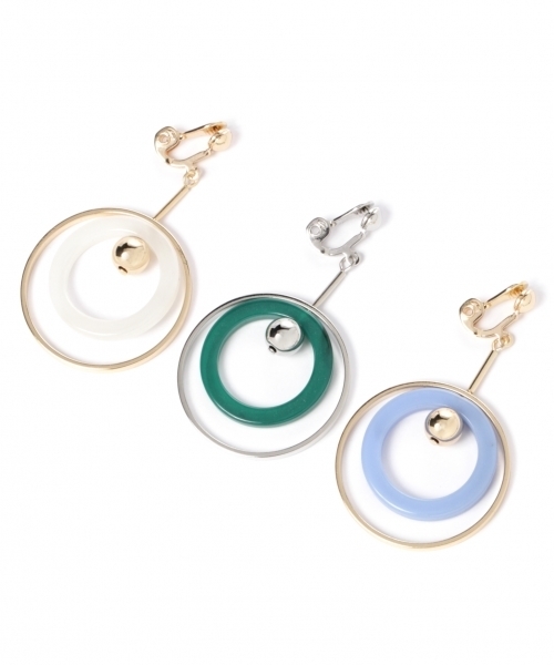 LEPSIM（レプシィム）の「ラウンドモチーフイヤリング　748946（イヤリング・レディース・ライトグレー/ブルー/グリーン・ONE SIZE）」の6枚目の写真