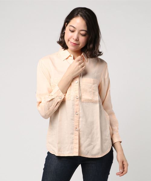 Moname（モナーム）の「■Moname   ビッグシルエット シャツ ドロップショルダー   41161062（シャツ/ブラウス・レディース・ネイビー/ホワイト/サックスブルー/カーキ/ピンク系その他/レモンイエロー・S/M/XS）」の6枚目の写真