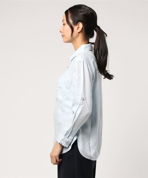 Moname（モナーム）の「■Moname   ビッグシルエット シャツ ドロップショルダー   41161062（シャツ/ブラウス・レディース・ネイビー/ホワイト/サックスブルー/カーキ/ピンク系その他/レモンイエロー・S/M/XS）」の7枚目の写真