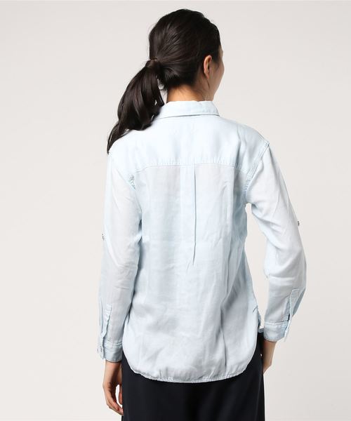 Moname（モナーム）の「■Moname   ビッグシルエット シャツ ドロップショルダー   41161062（シャツ/ブラウス・レディース・ネイビー/ホワイト/サックスブルー/カーキ/ピンク系その他/レモンイエロー・S/M/XS）」の8枚目の写真