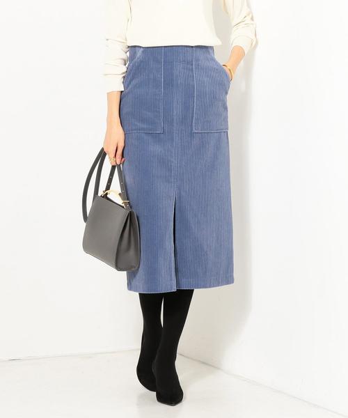 Jewel Changes（ジュエルチェンジズ）の「★JC コードストレッチ スリット タイトスカート（スカート・レディース・ダークブラウン/コバルトブルー・38/34/36）」の2枚目の写真