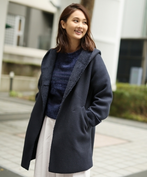 GLOBAL WORK(グローバルワーク)の「ボアボンディングコート/759652(その他アウター・レディース・ダークグレー/ベージュ/ネイビー・LARGE/MEDIUM)」の3枚目の写真