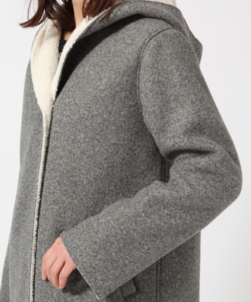 GLOBAL WORK(グローバルワーク)の「ボアボンディングコート/759652(その他アウター・レディース・ダークグレー/ベージュ/ネイビー・LARGE/MEDIUM)」の7枚目の写真