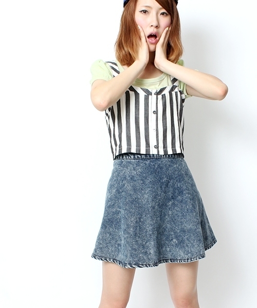 WEGO（ウィゴー）の「デニムサークルスカート（デニムスカート・レディース・インディゴブルー/ダークインディゴブルー/ライトインディゴブルー/ホワイト/ライトパープル・MEDIUM/LARGE）」の4枚目の写真