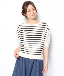 Chico | ﾎﾞｰﾀﾞｰ後開き袖ｼﾌｫﾝSWT(Tシャツ/カットソー)