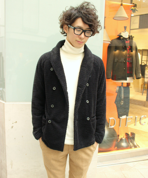 EDIFICE(エディフィス)の「◇サーモライトダブル起毛ラグランショールWJK(その他アウター・メンズ・ブラック/ブルー系その他/グレー・46/48/50/44)」の1枚目の写真